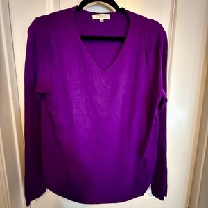 Purple V-Neck Sweater for Women-Size M